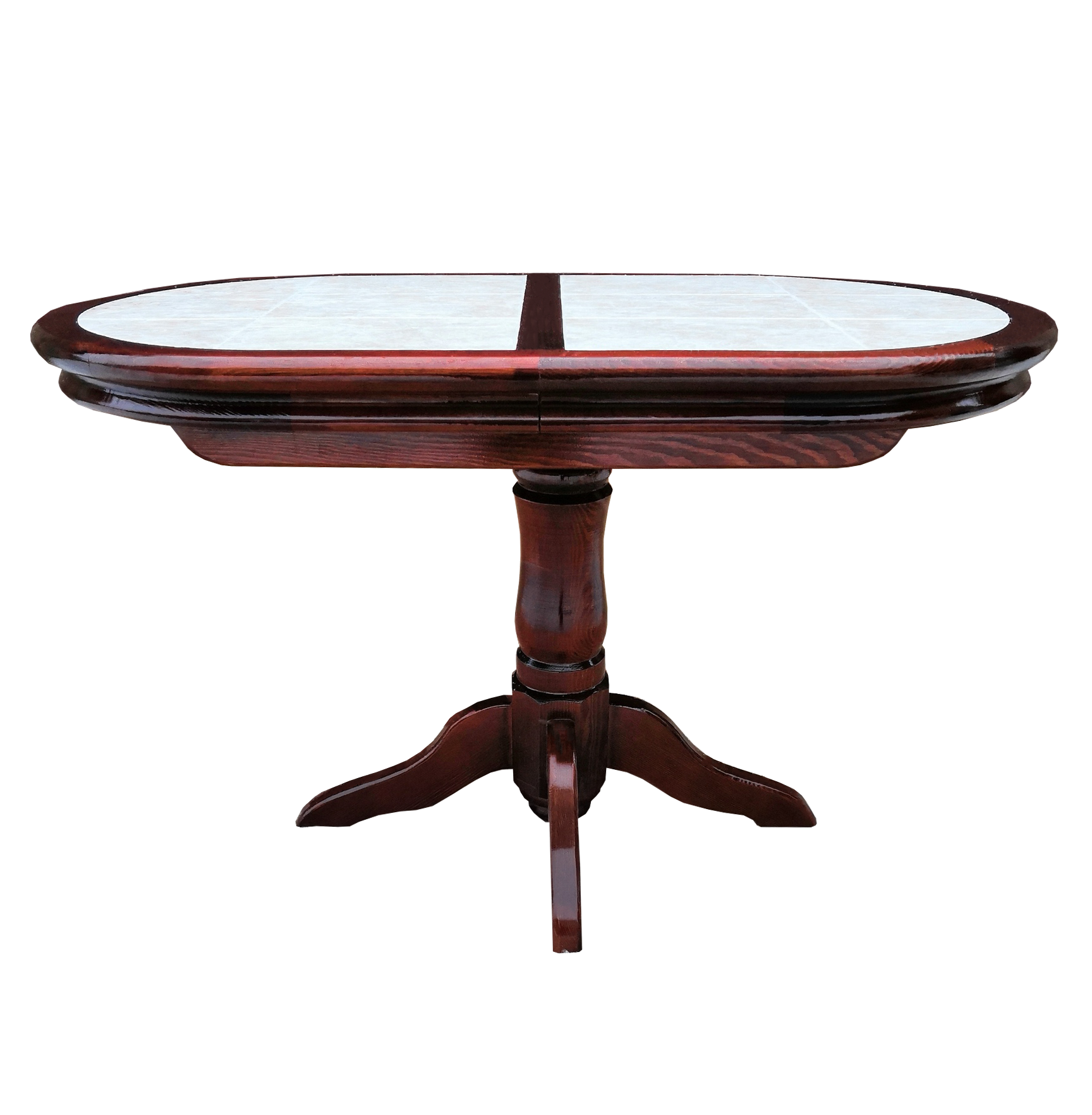 Обеденный деревянный овальный стол с керамической плиткой №13 раздвижной