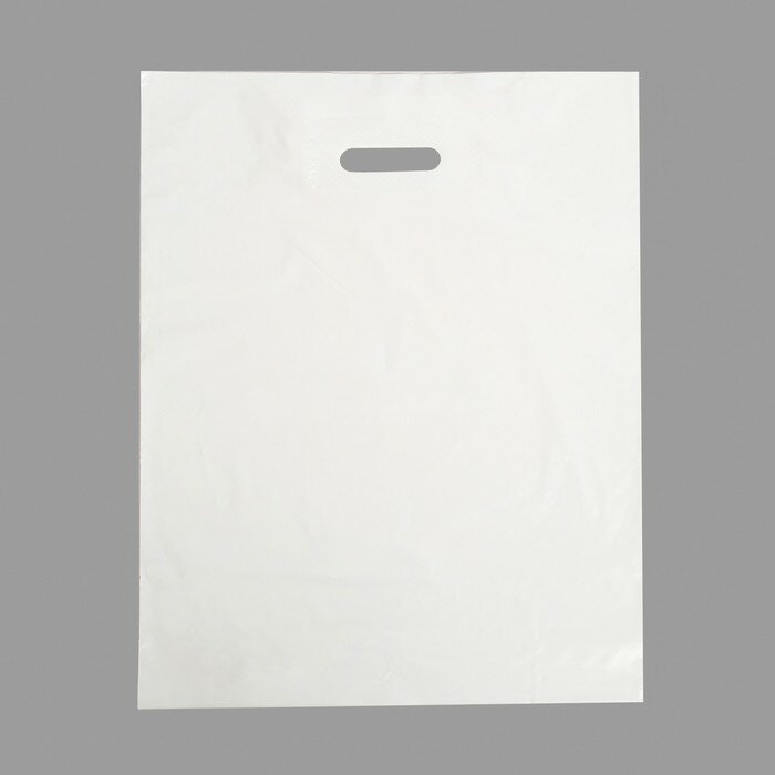 Пакет полиэтиленовый с вырубной ручкой, белый 40-50 См, 30 мкм (50 шт) - фотография № 1