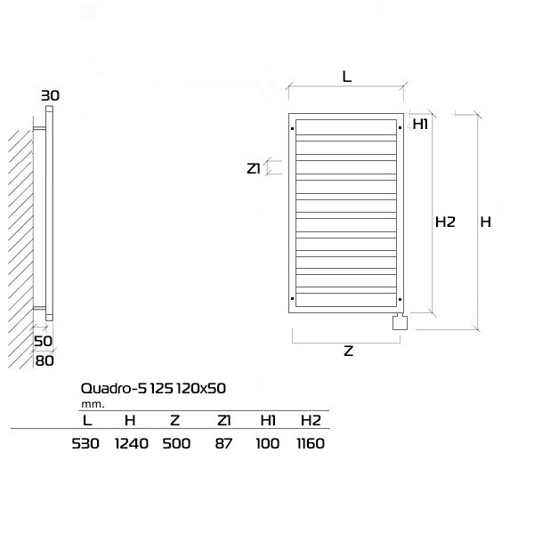Quadro-5 Дизайн радиатор электрический EQ5 100x50см - фотография № 7
