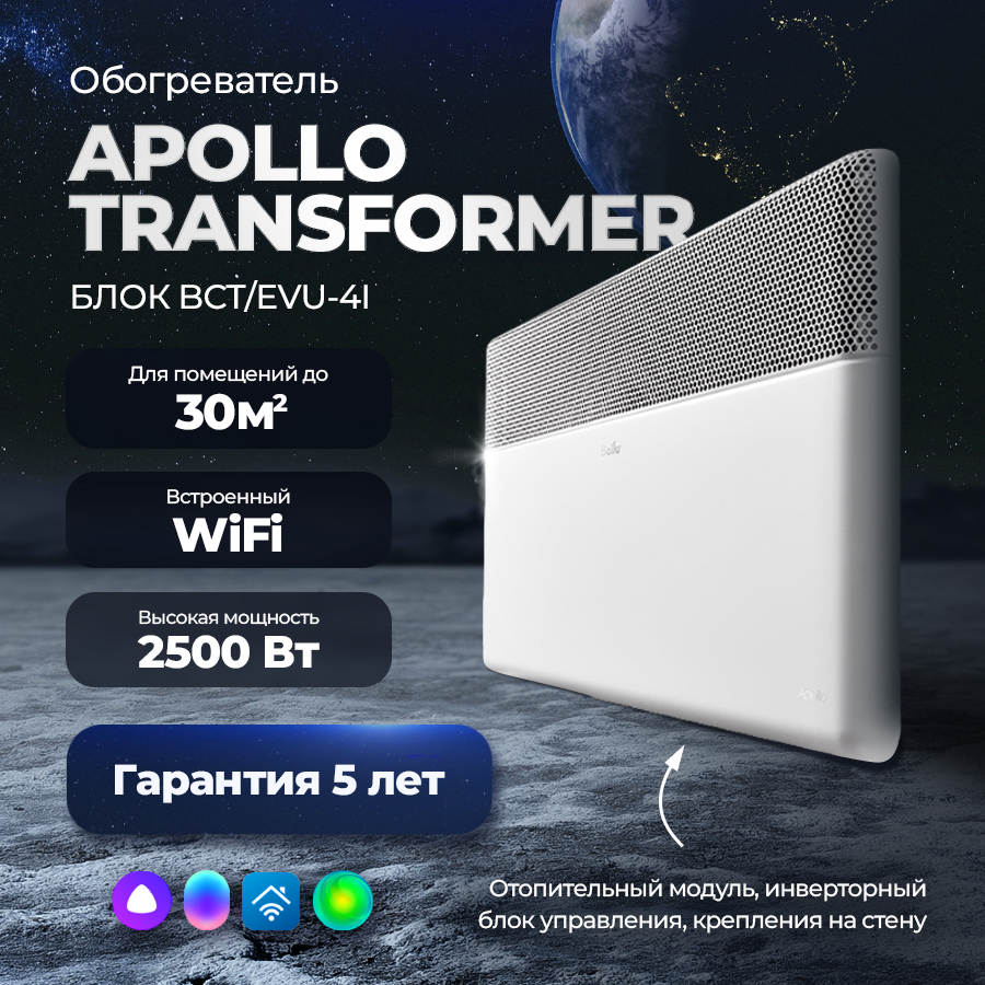 Обогреватель электрический Ballu Apollo Transformer с блоком управления BEC/AT-2500-4I (инверторный) - фотография № 1