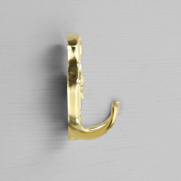 Крючок мебельный, КМ214GP, двухрожковый, цвет золото - фотография № 4