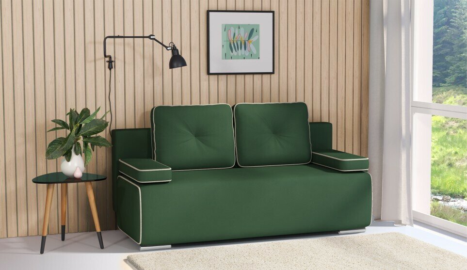 Мягкая мебель Диван кровать прямой Асти Зеленый Amigo green, обивка Велюр в гостиную, детскую, спальню, кухню, на дачу еврокнижка (192х93х78см) - фотография № 6