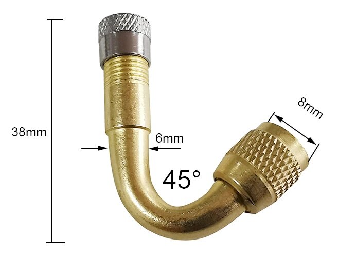 4шт 38мм Удлинитель - переходник вентиля колеса для подкачки шин угол (45 градусов) Латунь