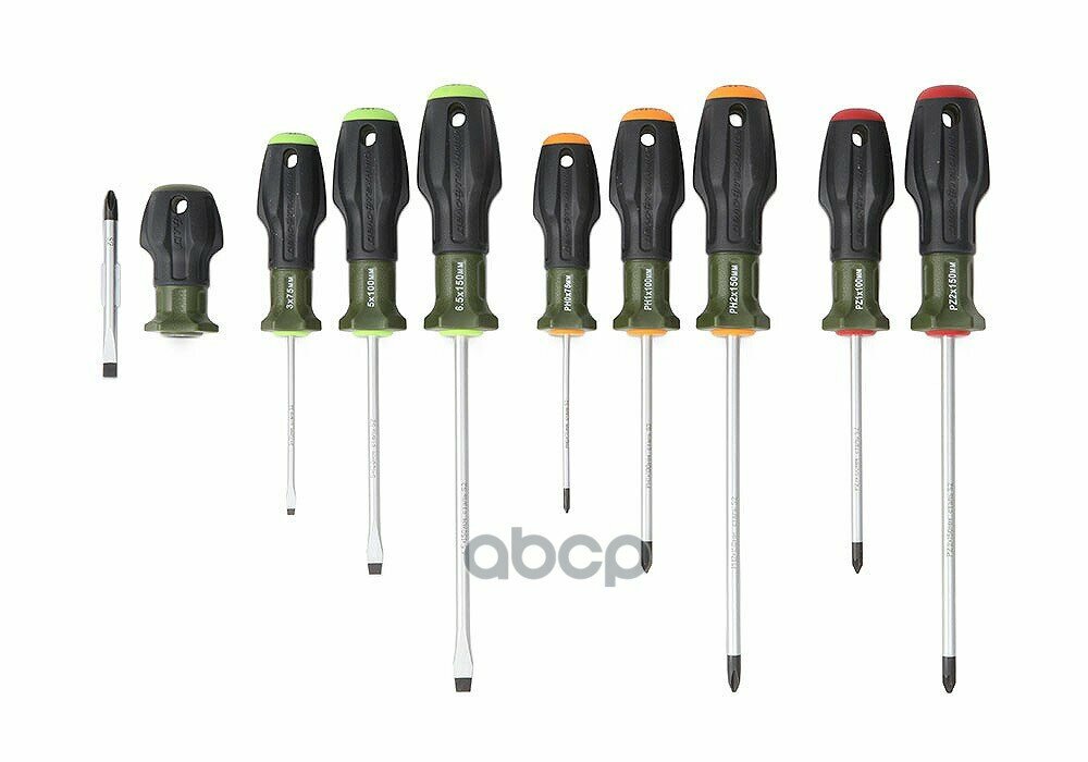 Набор Отвёрток C Трехкомпонентными Рукоятками (3?75, 5?100, 6,5?150, Ph0?75, Ph1?100, Ph2?150, Pz1?1 Дело Техники арт. 728095