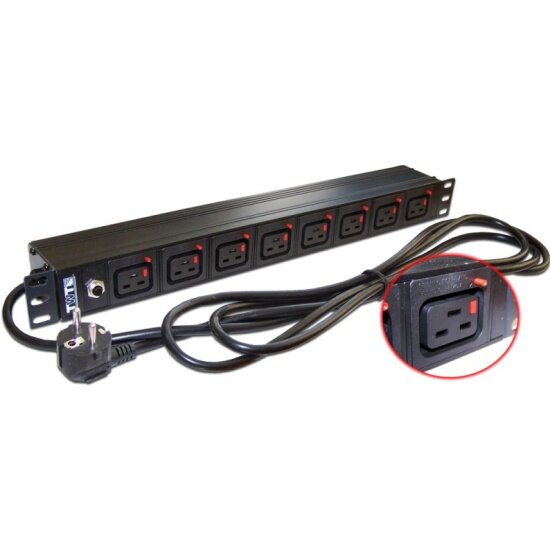 Блок розеток Lanmaster TWT-PDU-16A8C9L-3.0 8шт 1U 3м