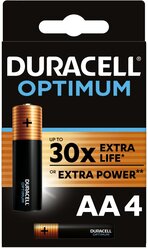 Батарейки щелочные DURACELL OPTIMUM AA 4 шт