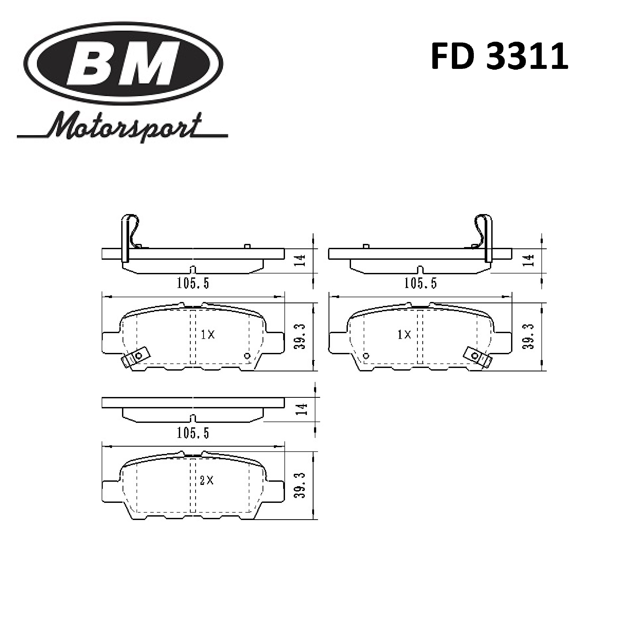 BM колодки тормозные дисковые ЗАД, NISSAN - QASHQAI (J10)/(J11), X-TRAIL (T31)(T32) FD3311