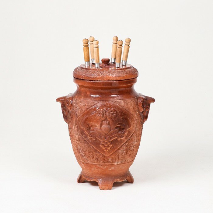 Электрический тандыр "Бык", 6 шампуров, красная глина, 72 см, Армения - фотография № 5