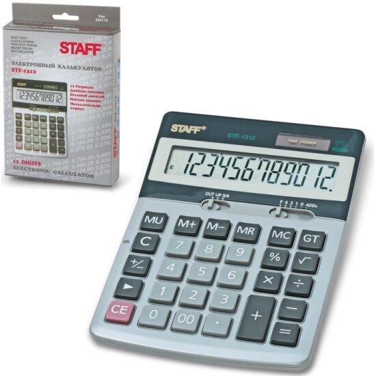 Калькулятор STAFF STF-1312, 12-разрядный, металлический
