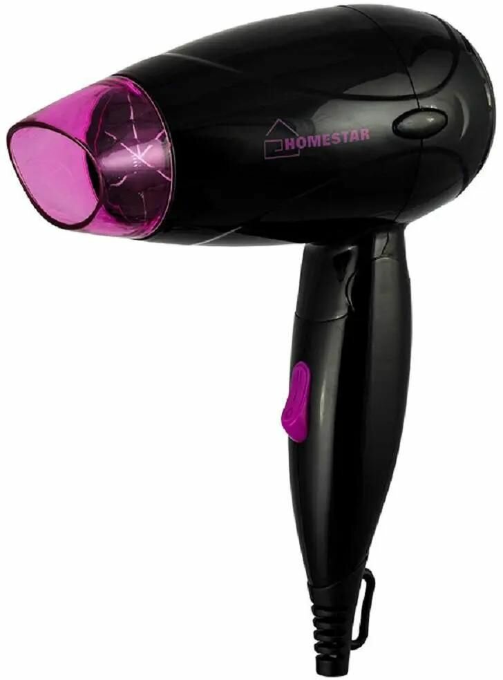фото Фен HOMESTAR HS-8001, 1000Вт, черный и фиолетовый
