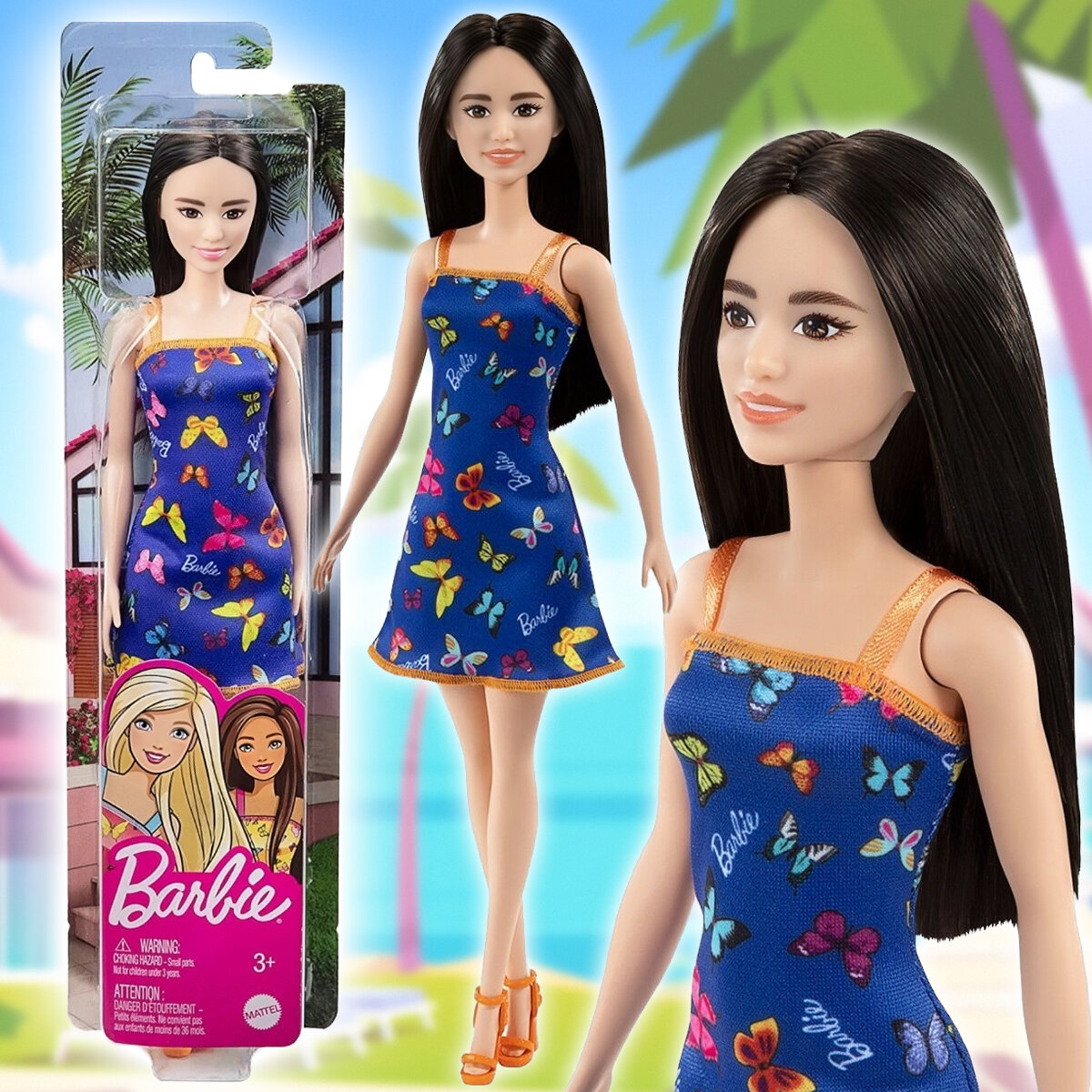 Кукла Барби серия "Супер стиль" Barbie Fashionistas в "синем платье с бабочками"