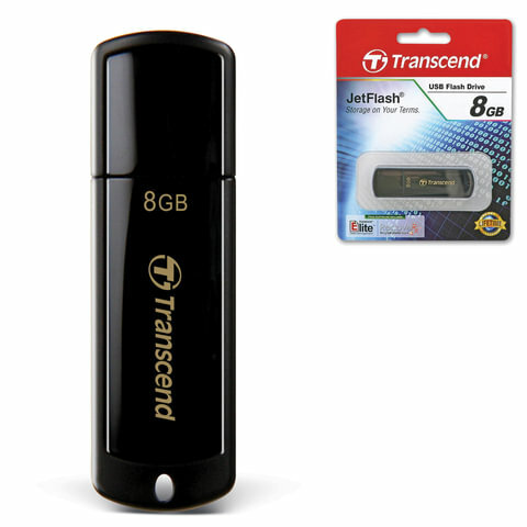 Флеш-диск 8 GB, комплект 2 шт., TRANSCEND Jet Flash 350, USB 2.0, черный, TS8GJF350