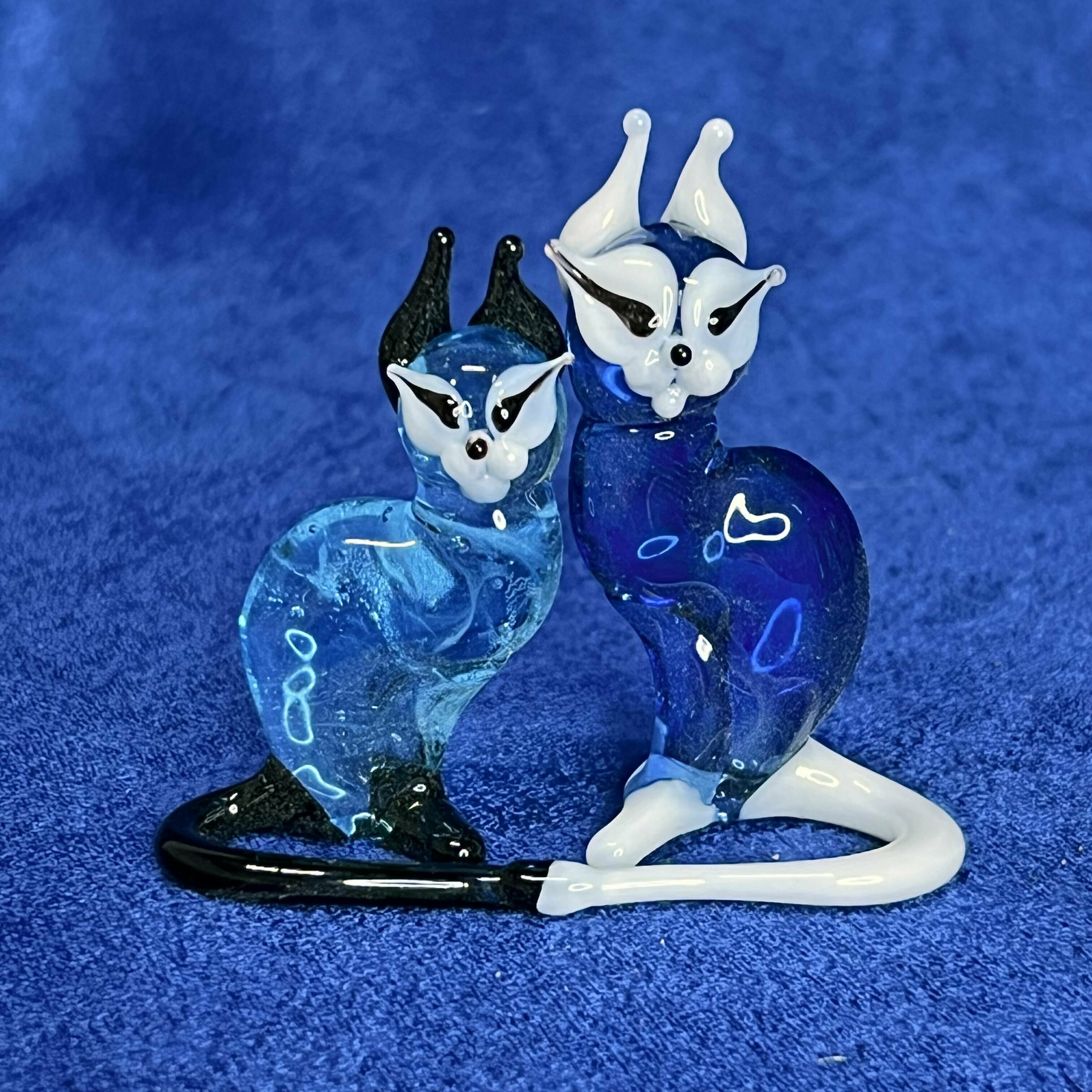 фото Фигурка "Кошки" парочка Синяя и Голубая. Стекло