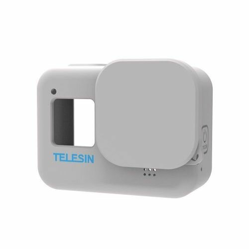 Силиконовый чехол Telesin с крышкой на объектив для GoPro HERO8 Black, серый
