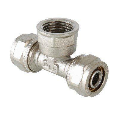 Тройник обжимной с переходом на вн. р. 20х3/4" | код. VTm.332.N.200520 | VALTEC ( 1шт. )