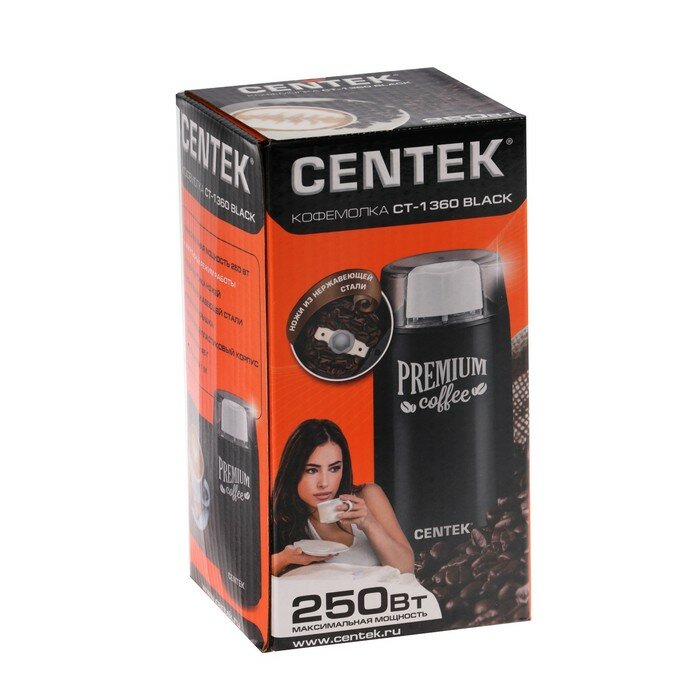 Кофемолка Centek CT-1360, электрическая, 250 Вт, 45 г, чёрная - фотография № 6