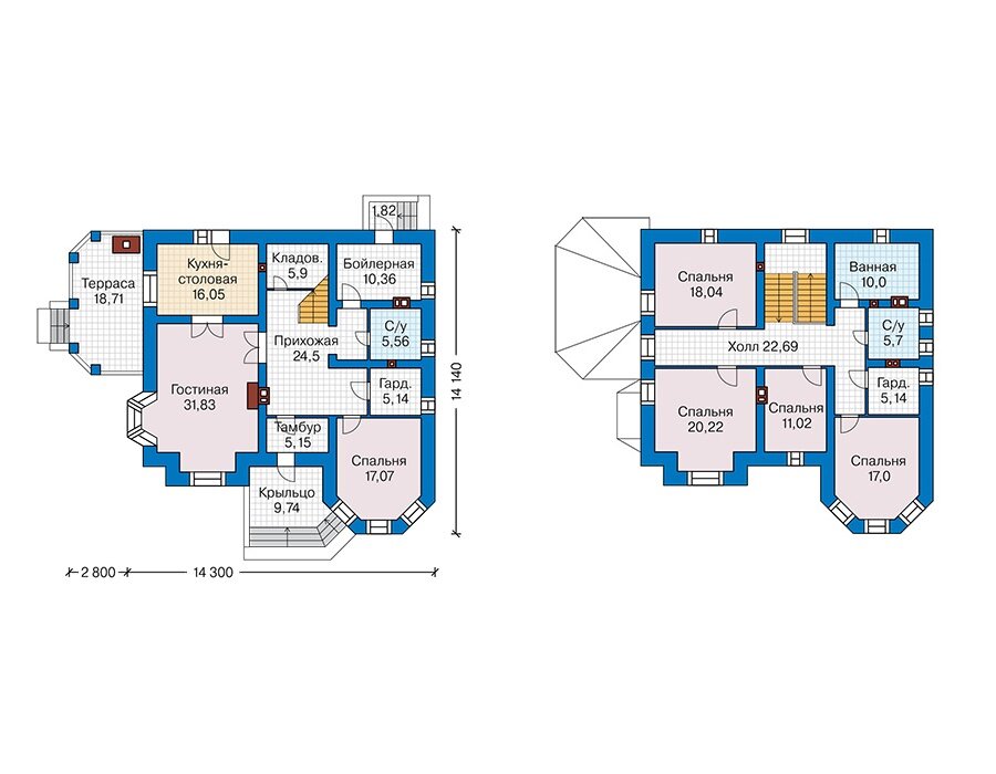 Проект дома Plans-42-36 (231 кв.м, поризованный камень) - фотография № 2