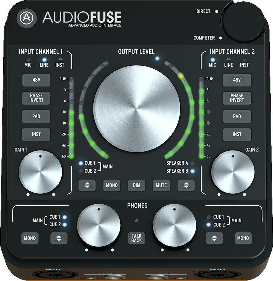 Arturia Audiofuse Rev2 - Аудио интерфейс, 24бит/192кГц, 14x14 (аналоговых 4x4) входов/выходов, 2xXLR микрофонных входа, встроенный микрофон, 2х1/4" TRS Jack выхода на наушники, S/PDIF, Word Clock, ADAT, MIDI, USB-концентратор на 3 порта