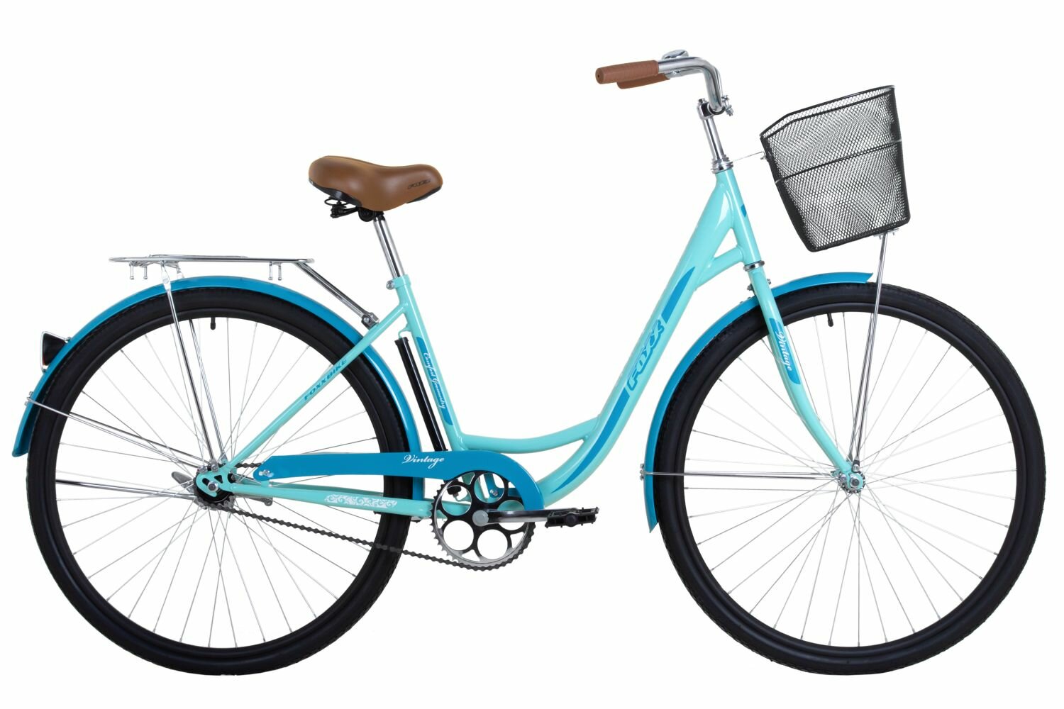 фото Велосипед Foxx Vintage 28" (2024) (Велосипед FOXX 28" VINTAGE зеленый,сталь, размер 18" + передняя корзина)