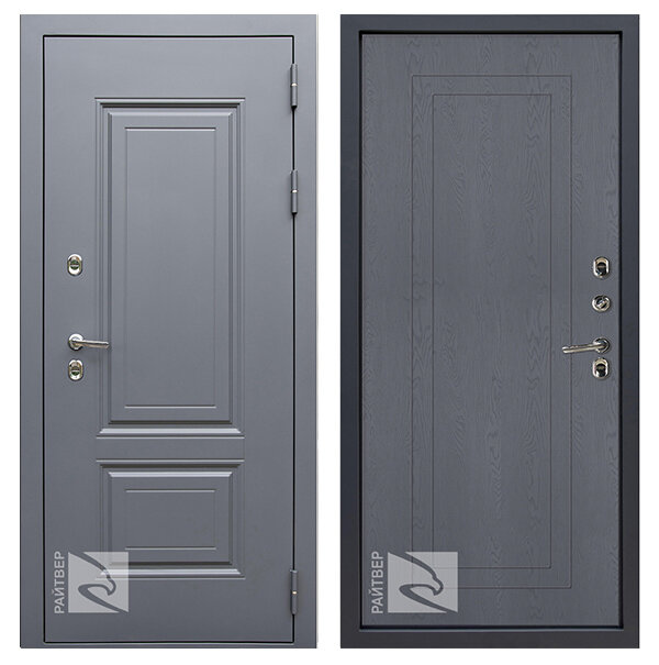 Входная дверь Райтвер Консул 7024 термо Ясень графит софт 960х2050 Петли слева