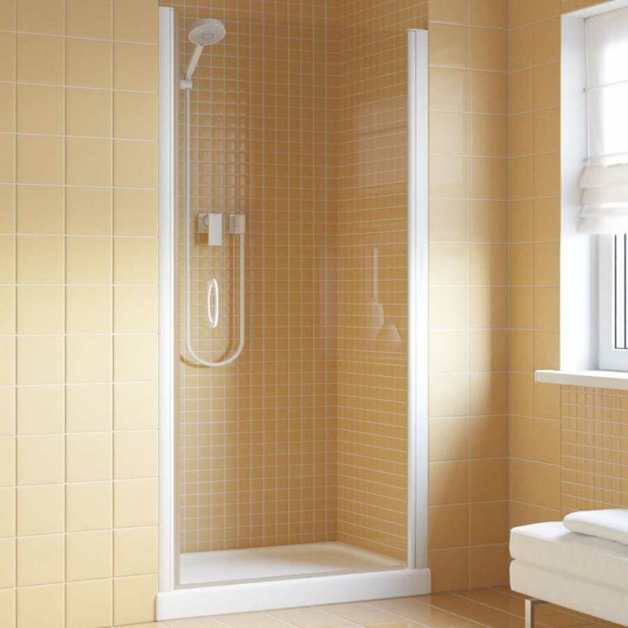 фото Душевая дверь в нишу Vegas Glass EP Lux 80 01 01 R профиль белый, стекло прозрачное