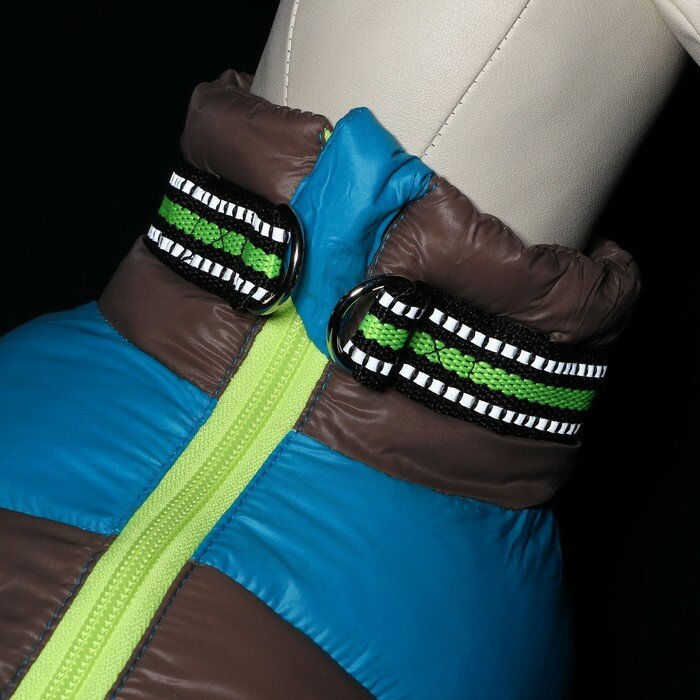 Куртка для собак на молнии, размер 16 (ДС 36 см, ОГ 46 см, ОШ 35 см), серо-голубая - фотография № 8