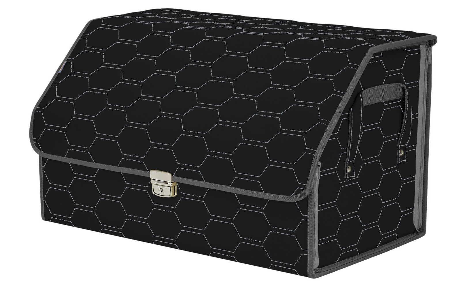 Органайзер-саквояж в багажник "Союз Премиум" (размер XL). Цвет: черный с серой прострочкой Соты.