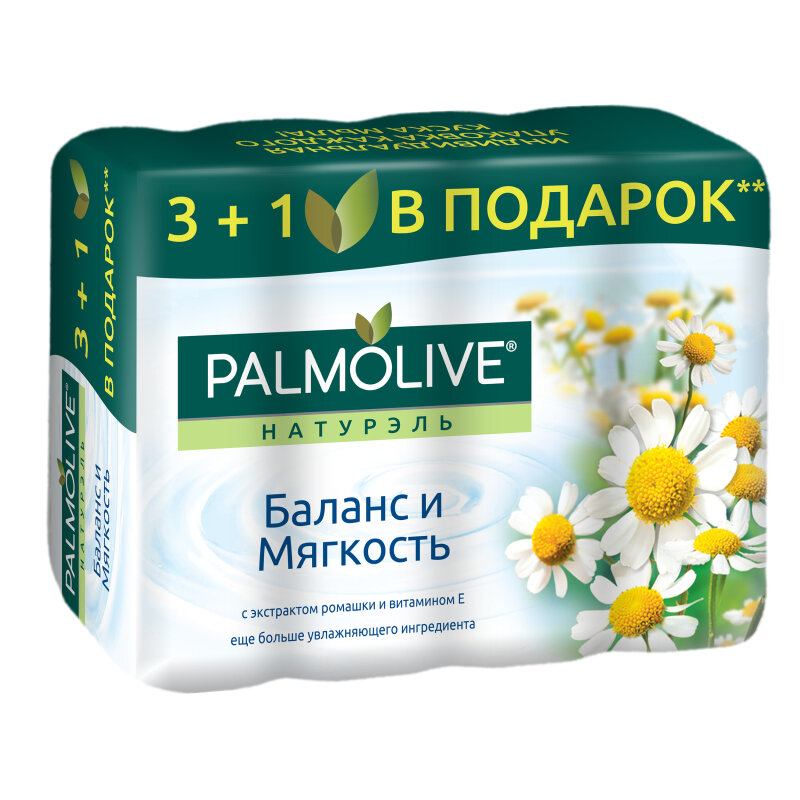 Palmolive Мыло Баланс и Мягкость с экстрактом ромашки и витамином Е, 90 г 4 шт