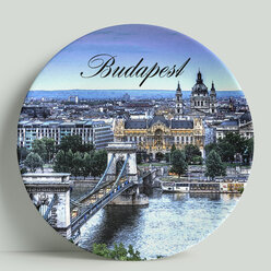 Декоративная тарелка Венгрия-Будапешт. Вид, 20 см