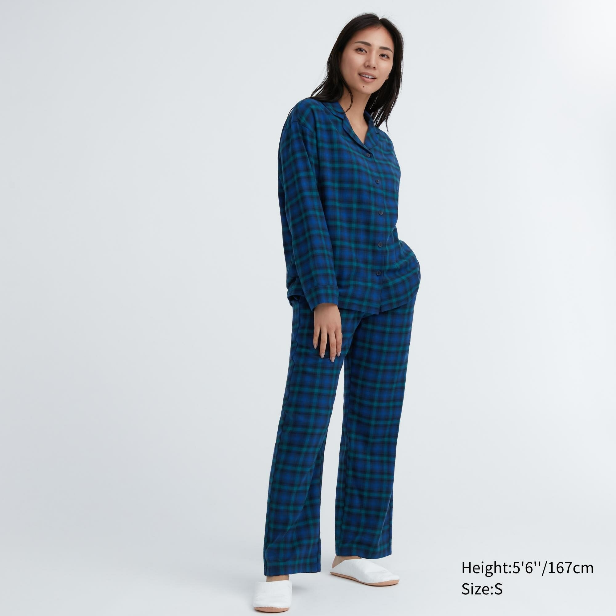 Фланелевая пижама с длинным рукавом, синий, XS - фотография № 1