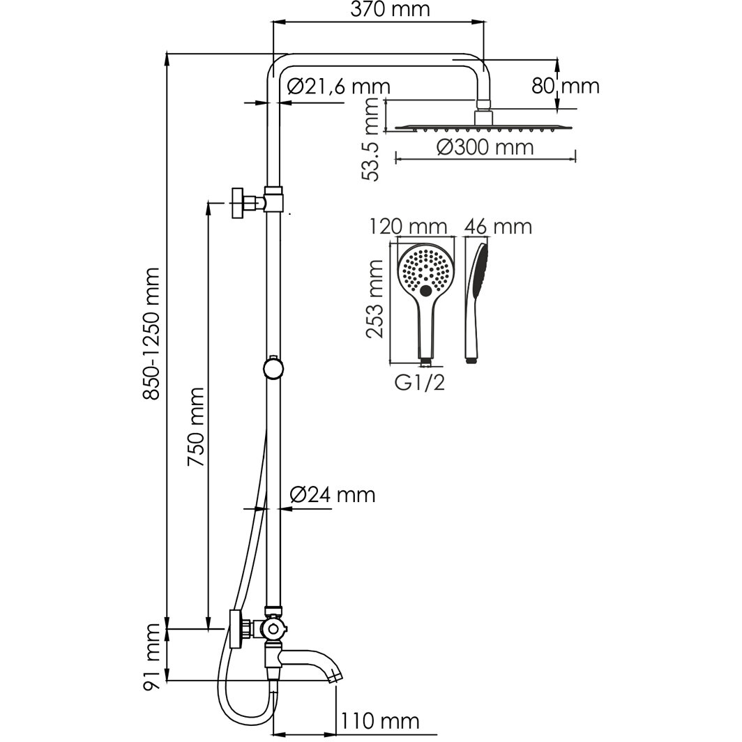 Душевой комплект с термостатическим смесителем Wasserkraft Mindel A188.161.155.WM Thermo Белый - фотография № 2