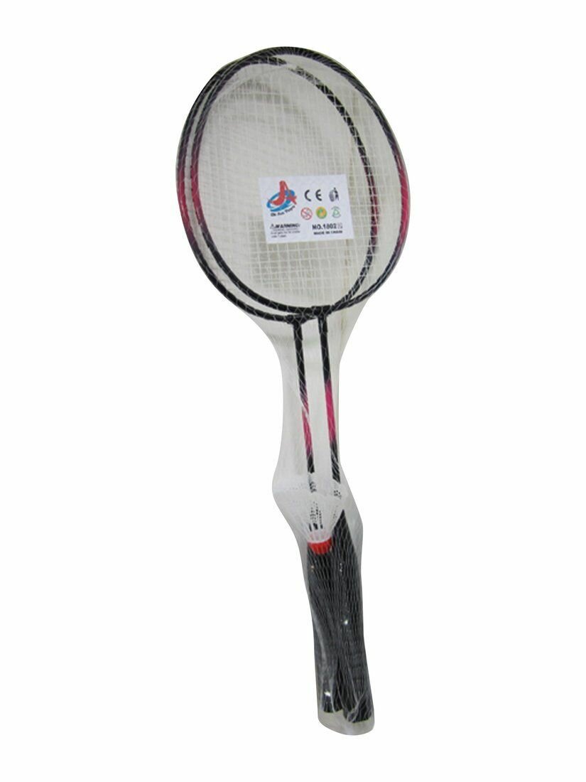 фото Ракетки для бадминтона 2 шт. красные, волан 1 шт., сетка