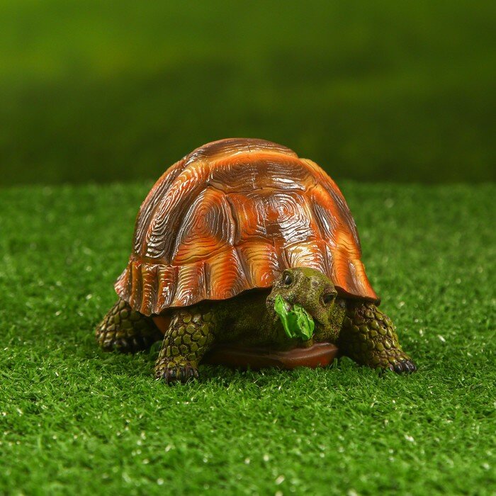 Садовая фигура "Черепаха с листом" 15х10х14см - фотография № 1