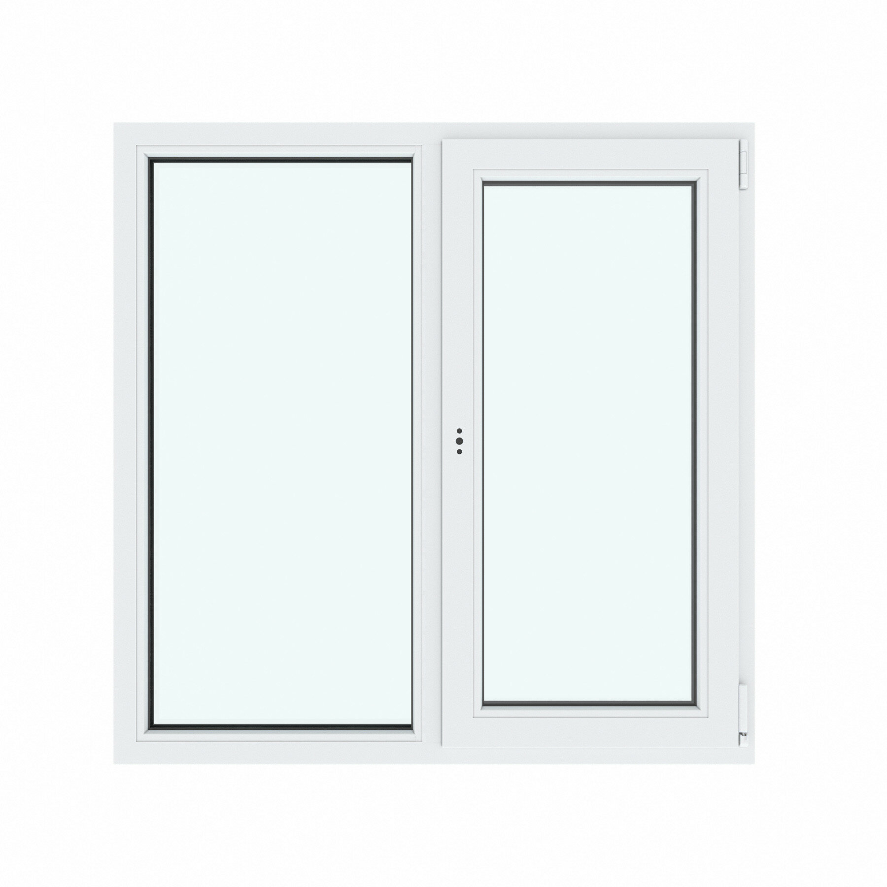 фото Окно ПВХ 1160х1200 мм 2х створчатое глухое / поворотно-откидное правое