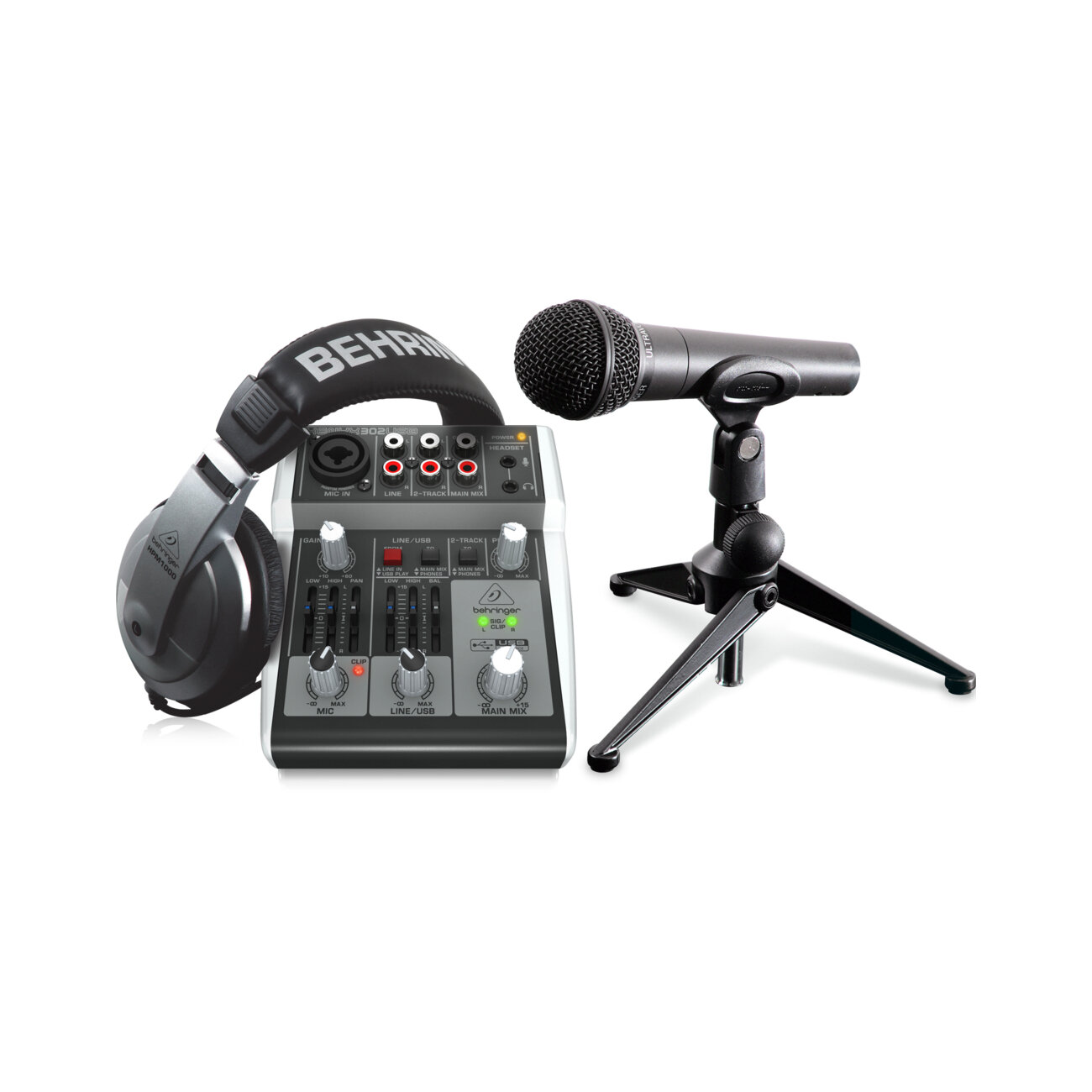 Behringer Podcastudio 2 USB набор для записи: пульт 302USB микрофон XM8500 наушники HPM1000