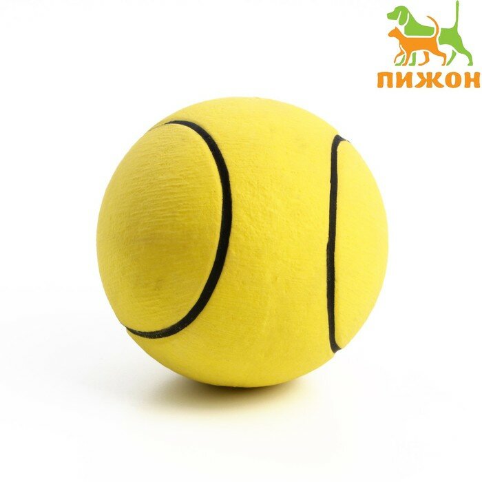Мячик цельнолитой "Теннис" прыгучий, TPR, 6,3 см, жёлтый - фотография № 1