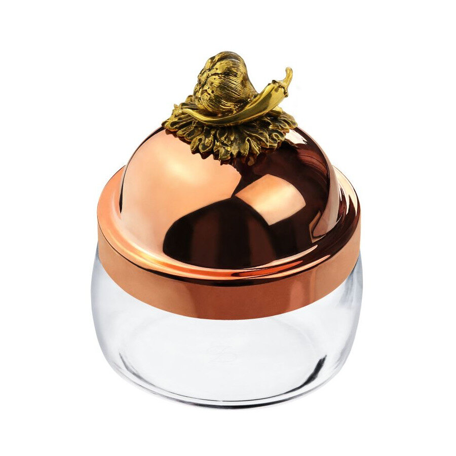 фото Банка для сыпучих продуктов с медной крышкой Кольчугинский мельхиор Чеснок 420 мл, стекло