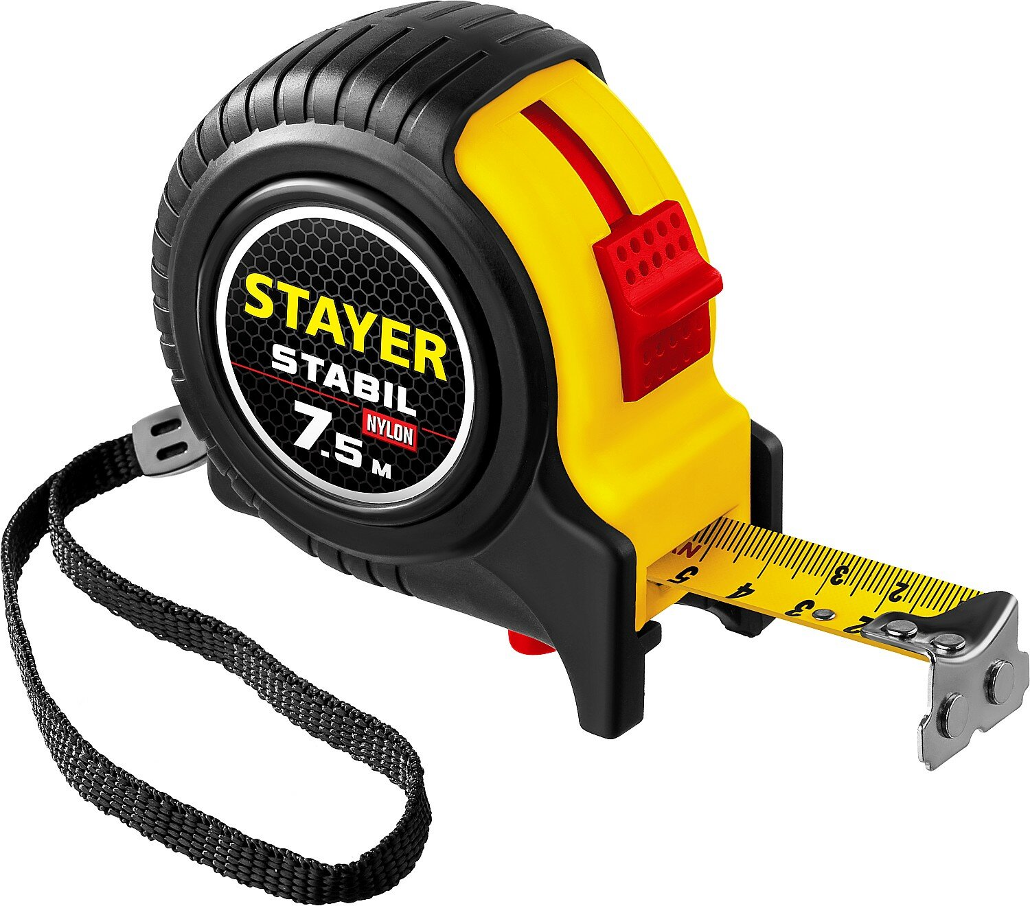 STAYER Stabil 7.5м х 25мм, Профессиональная рулетка с двухсторонней шкалой (34131-075) - фотография № 1