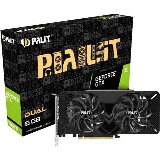 Видеокарта PALIT NVIDIA GeForce GTX 1660TI , PA-GTX1660Ti DUAL 6G, 6ГБ, GDDR6, Ret [ne6166t018j9-1160c] - фото №1