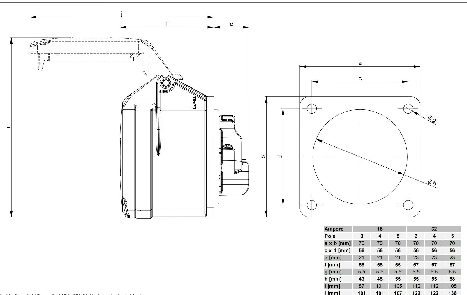 Розетка силовая стационарная PCE 325-6 - фотография № 3