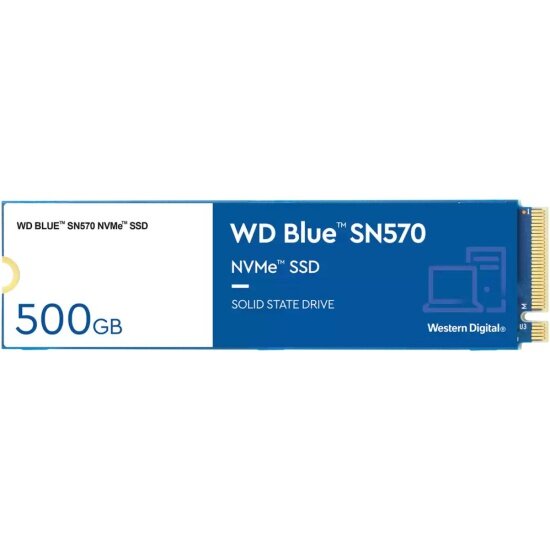 SSD диск WESTERN DIGITAL Blue SN570 M.2 2280 500 Gb PCIe Gen3 x4 NVMe v1.4 TLC (WDS500G3B0C)