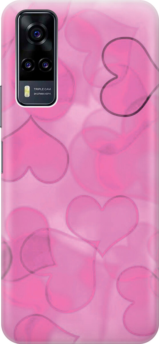 фото Силиконовый чехол на Vivo Y31 / Y53s 4G / Y51 2020 / Виво У31 / У53с 4Г / У51 2020 с принтом "Розовые сердечки"
