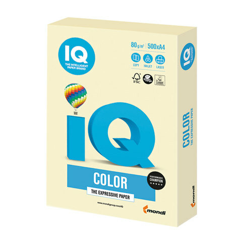 Бумага цветная IQ Color (А4, 80г/м², BE66-ванильно-бежевый, 500 листов)