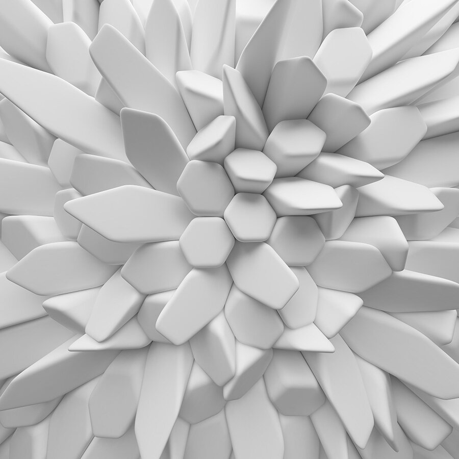 Фотообои Уютная стена "Белые 3D кристаллы" 270х270 см Виниловые Бесшовные (единым полотном) - фотография № 1