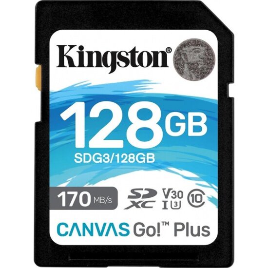Карта памяти KINGSTON Canvas Go Plus 128Gb SDXC UHS-I U3 V30 (170/90 Mb/s)