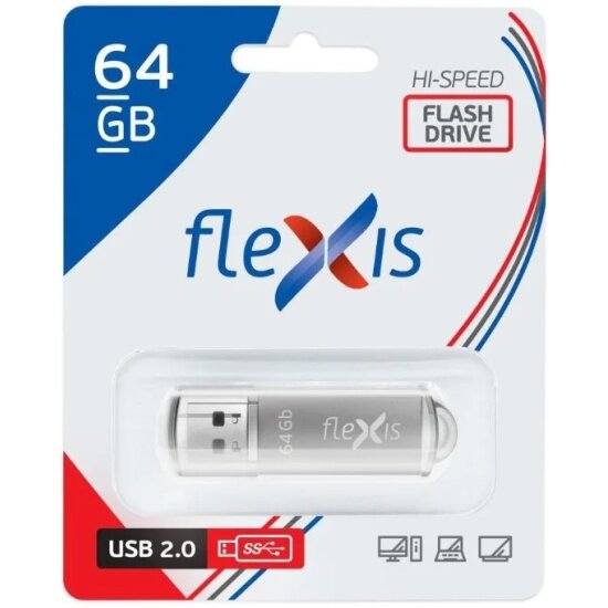 USB флешка FLEXIS 64Gb RB-108 grey USB 2.0