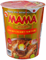 Mама Лапша тайская быстрого приготовления Мама со вкусом кремовый Том Ям, 70г, 8 шт.