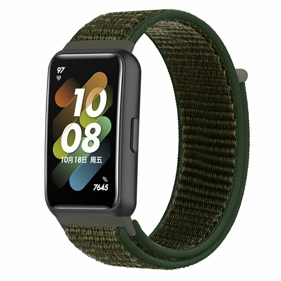 Нейлоновый ремешок для Huawei Band 7 / Honor Band 7 (армейский зеленый)