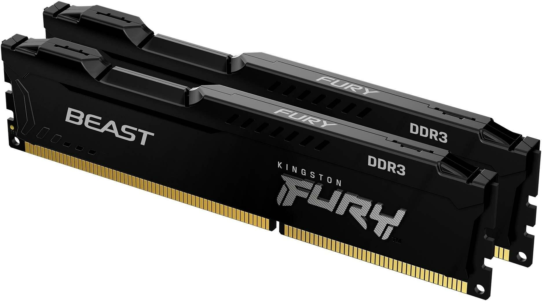 Оперативная память для компьютера Kingston FURY Beast Black DIMM 16Gb DDR3 1600 MHz KF316C10BBK2/16