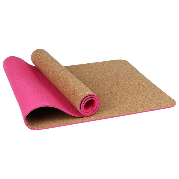 Коврик для йоги 183x61x0,6 см, цвет розовый./В упаковке шт: 1
